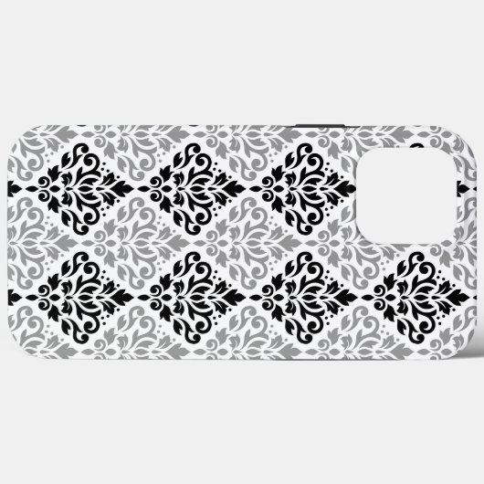 Scroll Damask Big Pattern Schwarz Weiß Case-Mate iPhone Hülle (Rückseite (Horizontal))