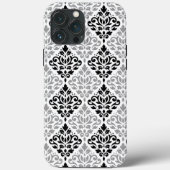 Scroll Damask Big Pattern Schwarz Weiß Case-Mate iPhone Hülle (Rückseite)