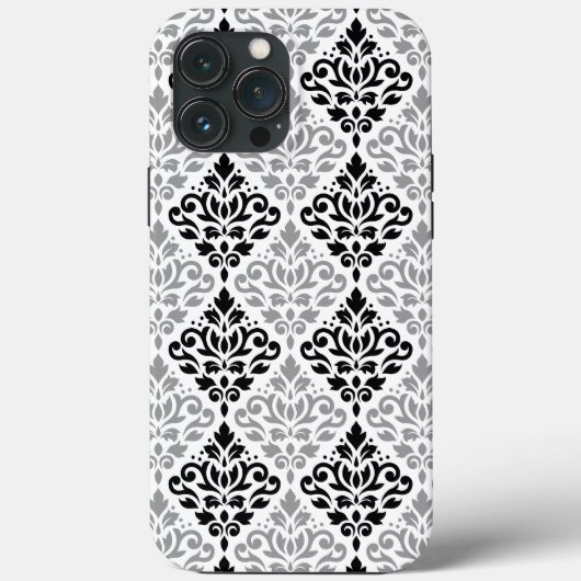 Scroll Damask Big Pattern Schwarz Weiß Case-Mate iPhone Hülle (Rückseite)