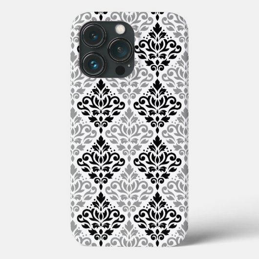 Scroll Damask Big Pattern Schwarz Weiß Case-Mate iPhone Hülle (Rückseite)