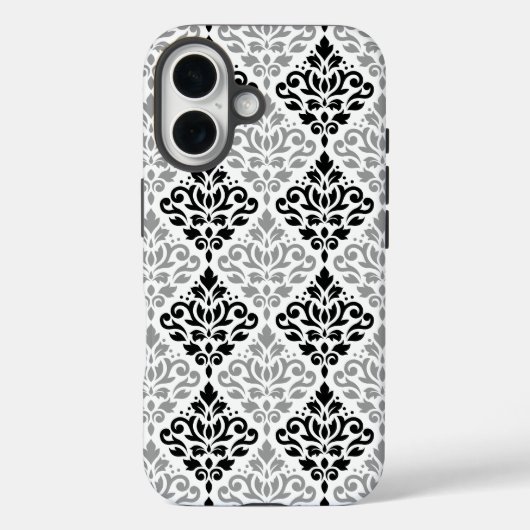 Scroll Damask Big Pattern Schwarz Weiß Case-Mate iPhone Hülle (Rückseite)