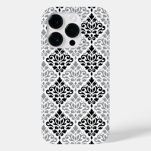 Scroll Damask Big Pattern Schwarz Weiß Case-Mate iPhone Hülle (Rückseite)