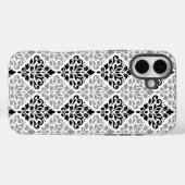 Scroll Damask Big Pattern Schwarz Weiß Case-Mate iPhone Hülle (Rückseite (Horizontal))