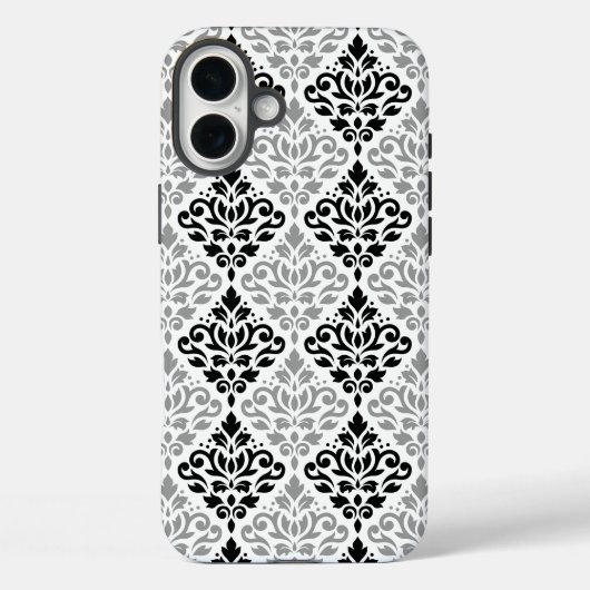 Scroll Damask Big Pattern Schwarz Weiß Case-Mate iPhone Hülle (Rückseite)