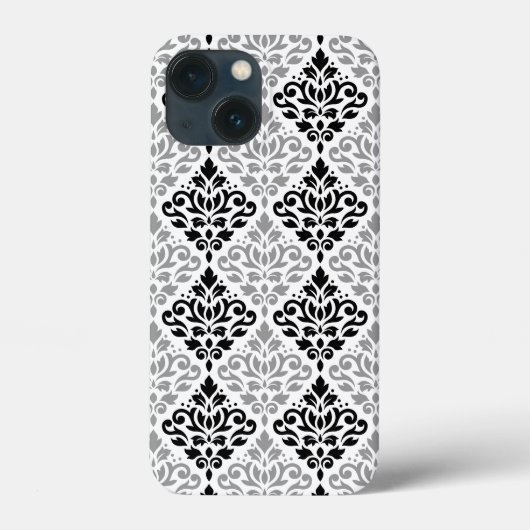 Scroll Damask Big Pattern Schwarz Weiß Case-Mate iPhone Hülle (Rückseite)