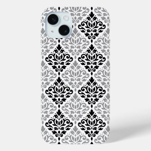 Scroll Damask Big Pattern Schwarz Weiß Case-Mate iPhone Hülle (Rückseite)