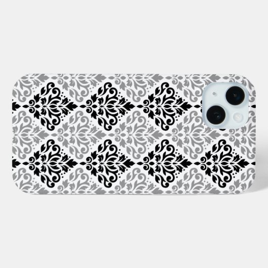 Scroll Damask Big Pattern Schwarz Weiß Case-Mate iPhone Hülle (Rückseite (Horizontal))