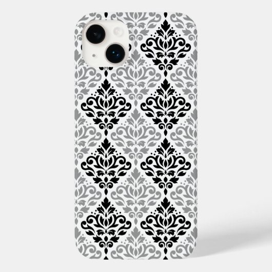 Scroll Damask Big Pattern Schwarz Weiß Case-Mate iPhone Hülle (Rückseite)