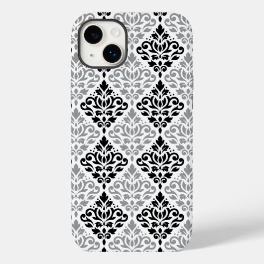 Scroll Damask Big Pattern Schwarz Weiß Case-Mate iPhone Hülle (Rückseite)