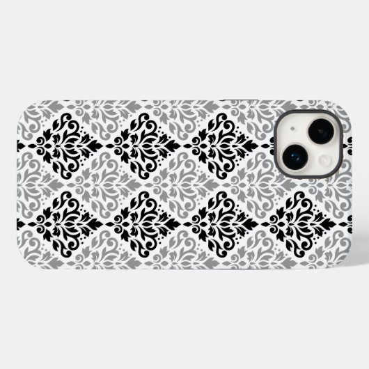 Scroll Damask Big Pattern Schwarz Weiß Case-Mate iPhone Hülle (Rückseite (Horizontal))