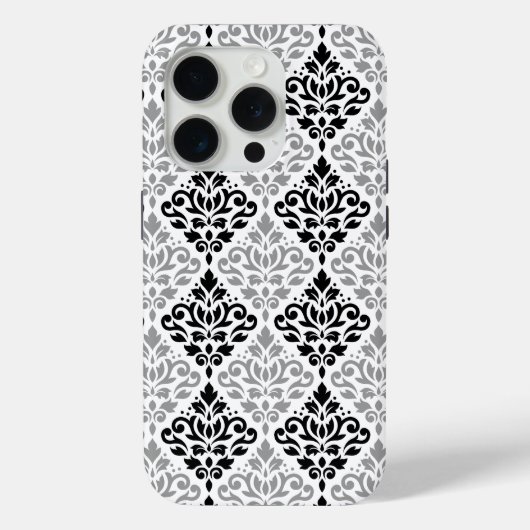 Scroll Damask Big Pattern Schwarz Weiß Case-Mate iPhone Hülle (Rückseite)