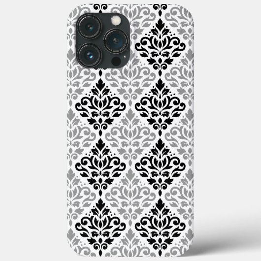 Scroll Damask Big Pattern Schwarz Weiß Case-Mate iPhone Hülle (Rückseite)