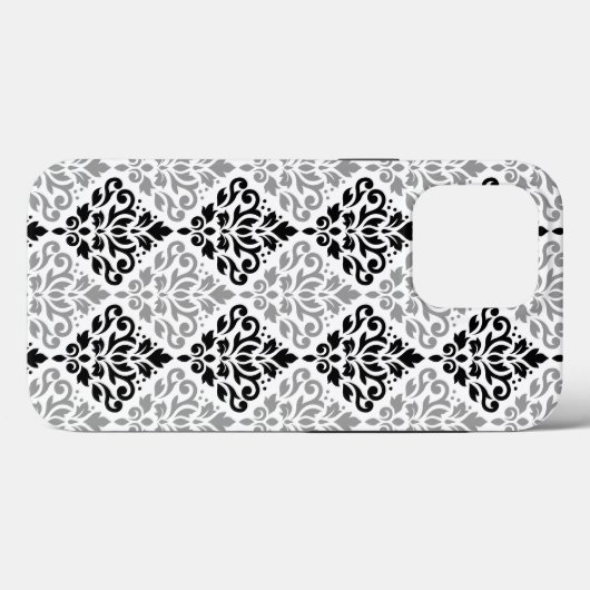 Scroll Damask Big Pattern Schwarz Weiß Case-Mate iPhone Hülle (Rückseite (Horizontal))