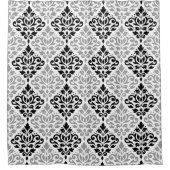 Scroll Damask Big Pattern Schwarz Weiß Duschvorhang (Vorderseite)