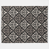 Scroll Damask Big Pattern Taupe Black Fleecedecke (Vorderseite (Horizontal))