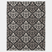 Scroll Damask Big Pattern Taupe Black Fleecedecke (Vorderseite)