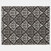 Scroll Damask Big Pattern Taupe Black Fleecedecke (Vorderseite (Horizontal))