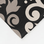 Scroll Damask Big Pattern Taupe Black Fleecedecke (Ecke)