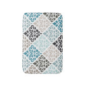 Scroll Damask Big Pattern Teals Browns White Badematte (Vorderseite Vertikal)