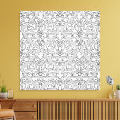 Scroll Damask Big Pattern White (schwarze Linie) G Leinwanddruck (Insitu (Wohnzimmer))