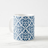 Scroll Damask Big Ptn Dk Blue auf Weiß Kaffeetasse (Vorderseite Links)