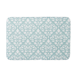 Scroll Damask Big Ptn White on Duck Egg Blue (B) Badematte