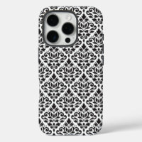 Scroll Damask Black on White Pattern