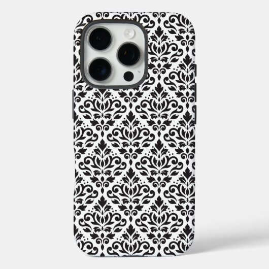 Scroll Damask Black on White Pattern Case-Mate iPhone Hülle (Rückseite)