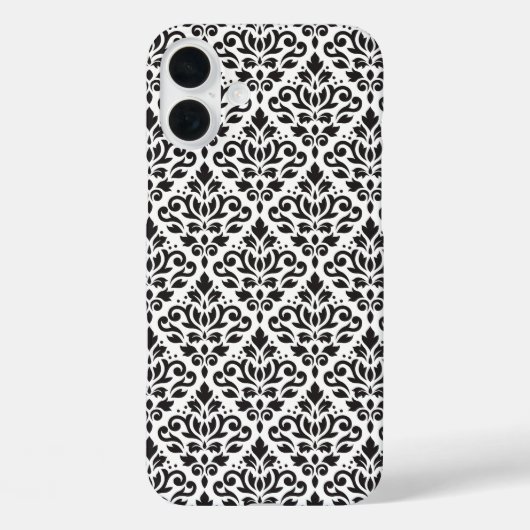 Scroll Damask Black on White Pattern Case-Mate iPhone Hülle (Rückseite)