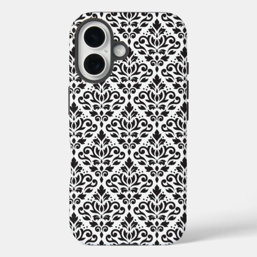 Scroll Damask Black on White Pattern Case-Mate iPhone Hülle (Rückseite)
