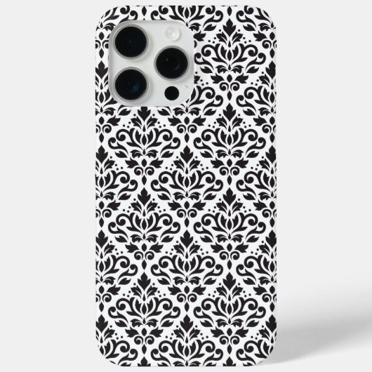 Scroll Damask Black on White Pattern Case-Mate iPhone Hülle (Rückseite)