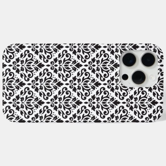 Scroll Damask Black on White Pattern Case-Mate iPhone Hülle (Rückseite (Horizontal))