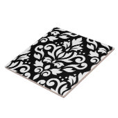 Scroll-Damask großes Design weiß auf schwarz Fliese (Seite)