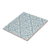 Scroll-Damask großes Muster Creme auf Blau Fliese (Seite)