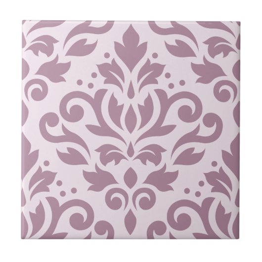 Scroll-Damask Großmuster Mauve auf Rosa Fliese (Vorderseite)