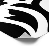 Scroll-Damask Großmuster Schwarz auf Weiß Poster (Ecke)