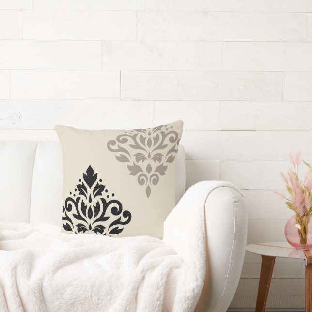 Scroll Damask Kunst, Dichtung und Musik Kissen (Liege)