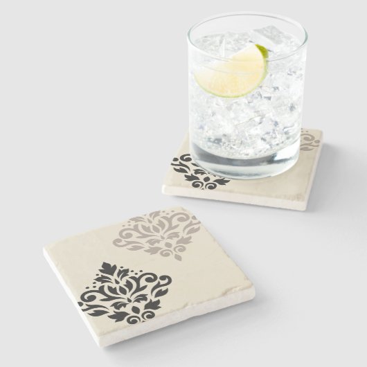 Scroll Damask Kunst, Dichtung und Musik Steinuntersetzer (Seitenansicht)