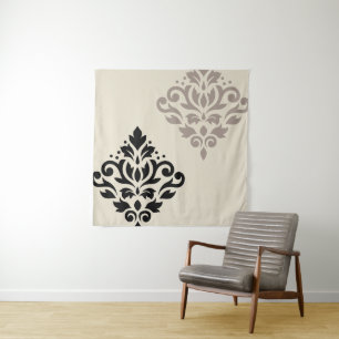 Scroll Damask Kunst, Dichtung und Musik Wandteppich