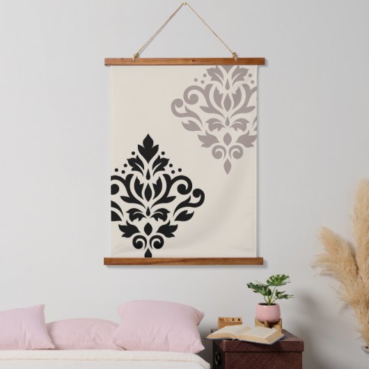 Scroll Damask Kunst, Dichtung und Musik Wandteppich Mit Holzrahmen (Schlafzimmer)