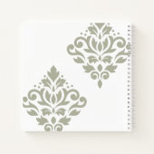 Scroll-Damask-Kunst I Grün auf Weiß Notizblock (Rückseite)