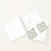 Scroll-Damask-Kunst I Grün auf Weiß Notizblock (Innenseite)