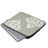Scroll-Damask-Kunst I Weiß auf Grün Laptopschutzhülle (Vorne Knopf)