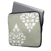 Scroll-Damask-Kunst I Weiß auf Grün Laptopschutzhülle (Vorderseite Links)