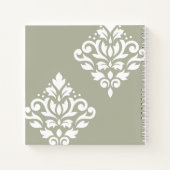 Scroll-Damask-Kunst I Weiß auf Grün Notizblock (Rückseite)