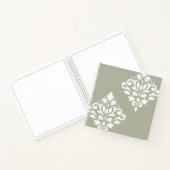 Scroll-Damask-Kunst I Weiß auf Grün Notizblock (Innenseite)