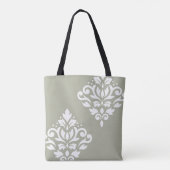 Scroll-Damask-Kunst I Weiß auf Grün Tasche (Rückseite)