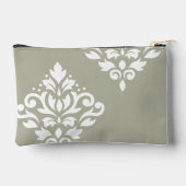 Scroll-Damask-Kunst I Weiß auf Grün Zubehörtasche (Rückseite)