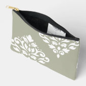 Scroll-Damask-Kunst I Weiß auf Grün Zubehörtasche (Offen)