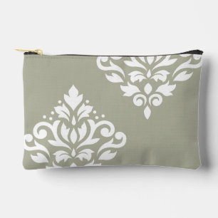 Scroll-Damask-Kunst I Weiß auf Grün Zubehörtasche